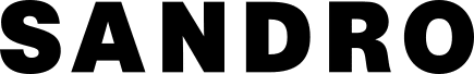 Logo SANDRO en lettres capitales noires sur fond vert foncé, identité visuelle moderne de la marque de mode.
